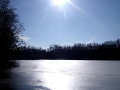 Rybník Karasák, led a sluníčko