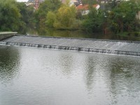 Řeka Radbuza s Plzni- Doudlevcích,kde právě pojmula tok řeky Úhlavy