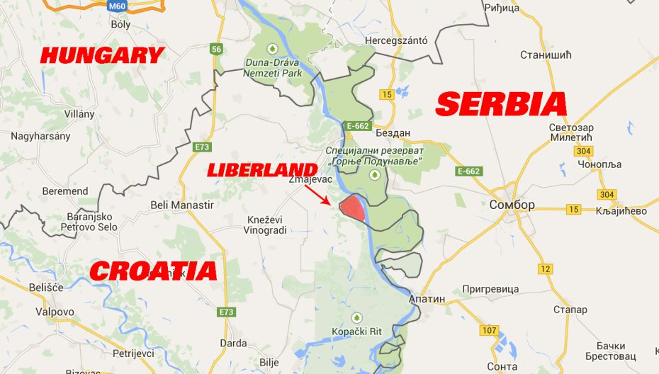 Liberland, země nikoho
mezi Srbskem a Chorvatskem