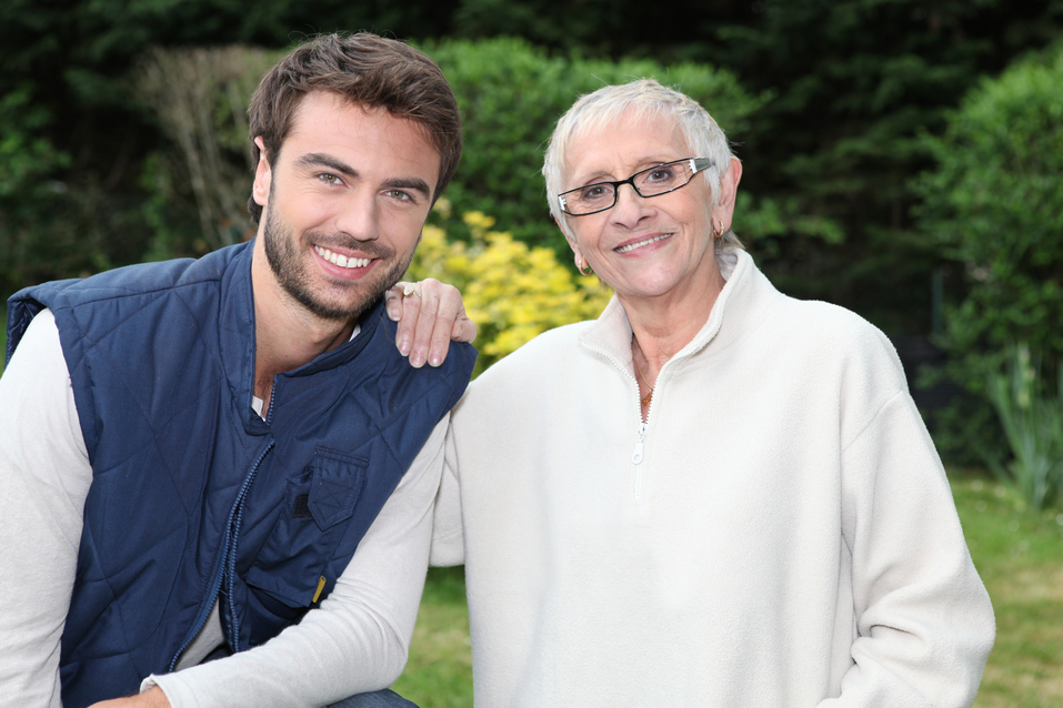 Older woman and younger man. Old woman 60 young man.