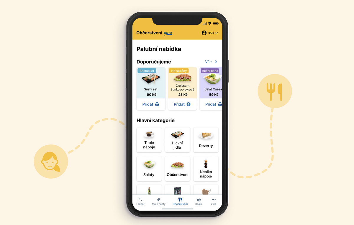 Káva zdarma v aplikaci (vlakem do Bratislavy a zpět)