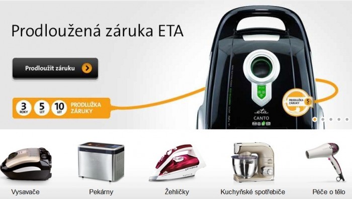 ETA nabízí na své nové spotřebiče
prodloužení záruky až na deset let