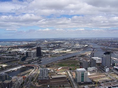 Ústí řeky Yarra do oceánu v Melbourne