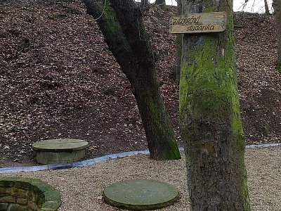 Došli jsme k zázračné studánce, která je před kapličkou