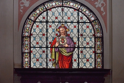 Vitráž - Poutní kostel Chlum Svaté Maří