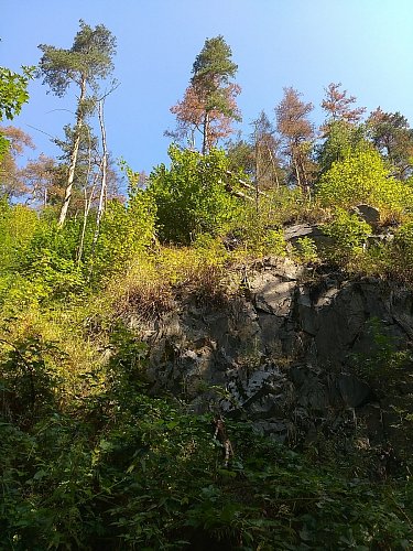 20. Skály a stráň nad cestičkou, jedno z posledních stoupání