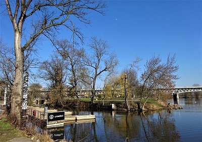 Litoměřice, molo pro malé lodě a Tyršův most
