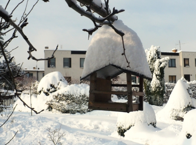 Málem zapadlo krmítko..