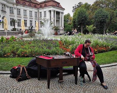 Budova Lázní 5, nazývaná Alžbětiny lázně, uvnitř je veřejný plavecký bazén