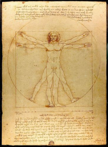 Proporce lidské postavy - perokresba Leonarda da Vinci