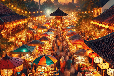 Noční trhy Indonésie: Magie po setmění