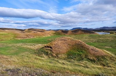 oblast pseudokráterů - jezero Myvatn