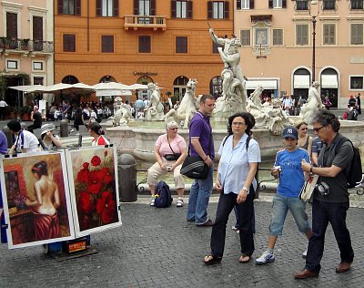 Piazza Navona, Řím, s Neptunovou fontánou