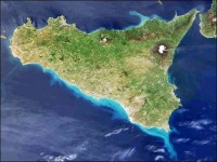 Snímek Sicílie z kosmu